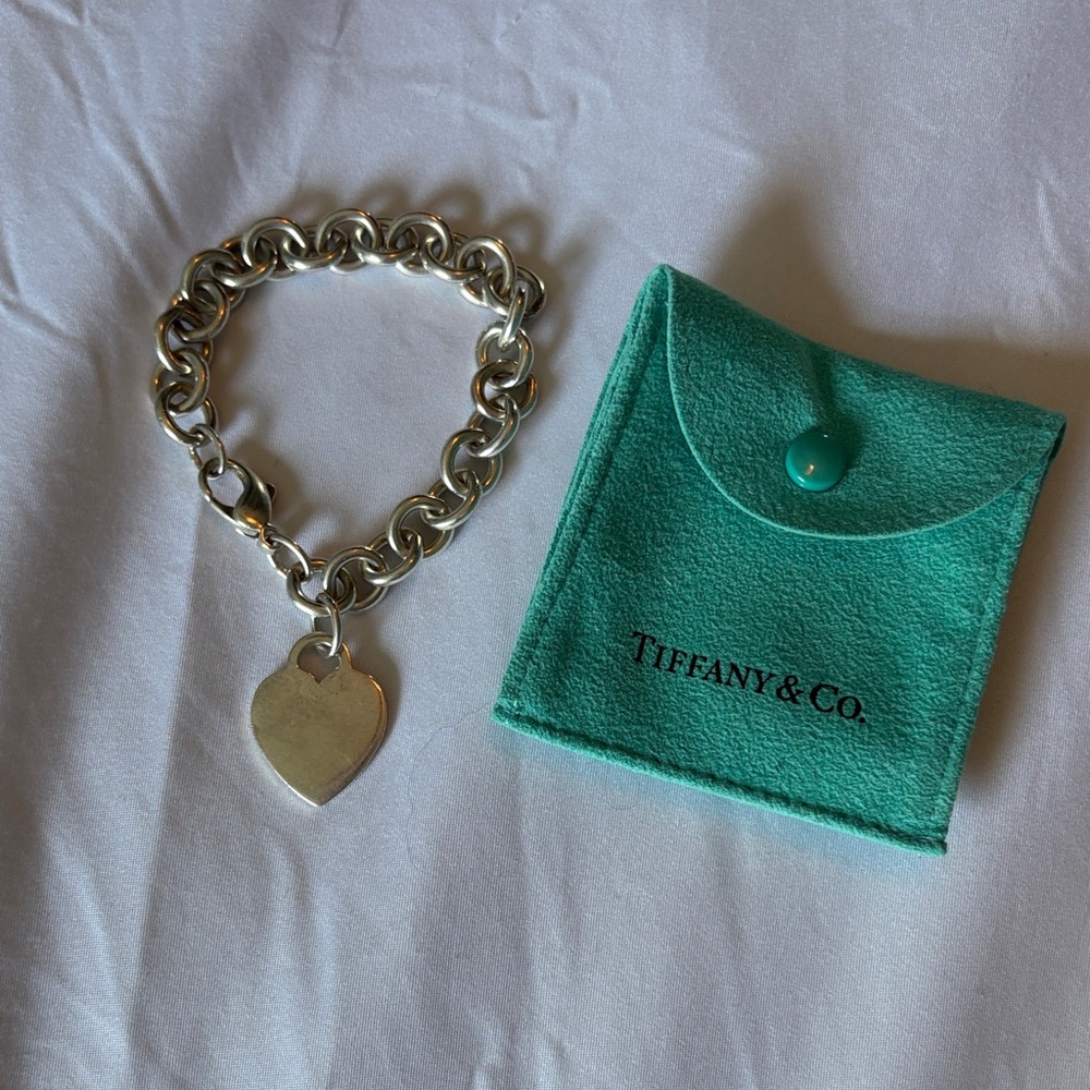 Tiffany & Co. Silver Heart Bracelet with Pouch